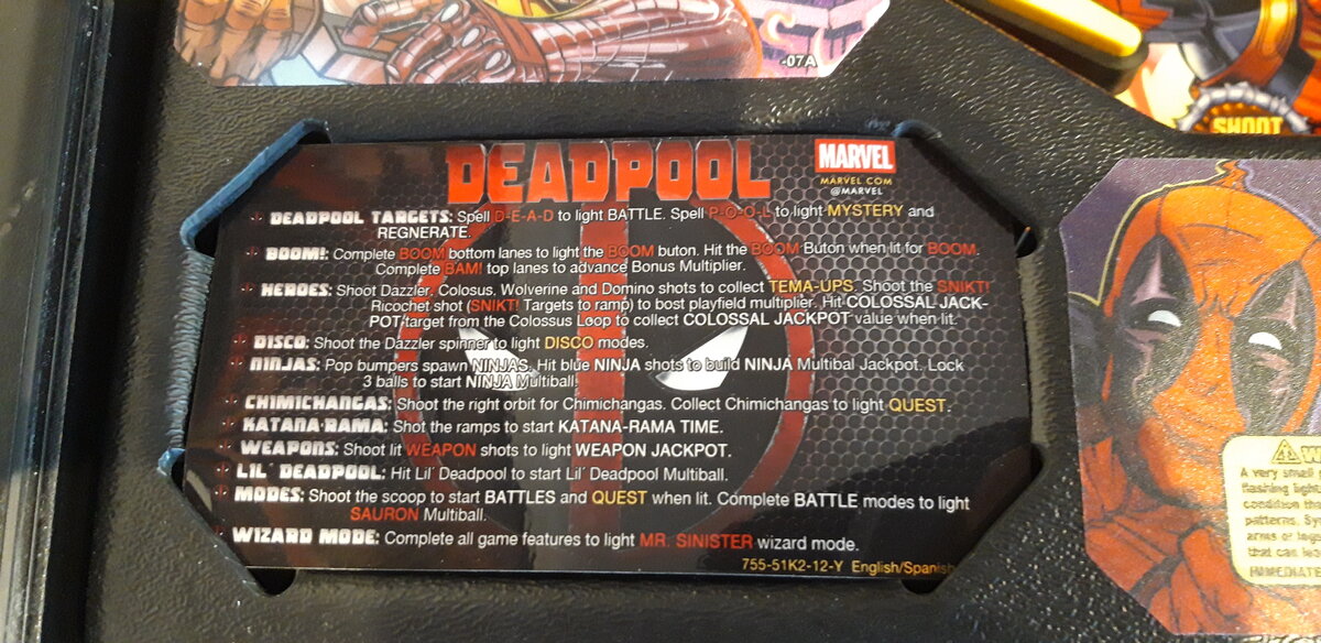 "Deadpool Custom Pinball Cards" (STERN). Designed by Zona Arcade and